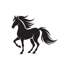 Morgan horse black silhouette, horse black vector