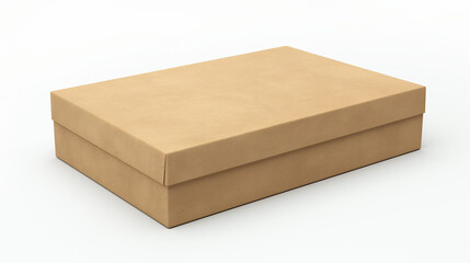 Closed kraft paper box on white background
