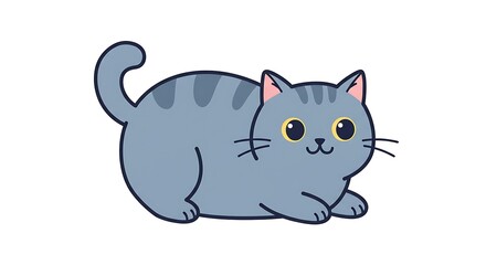 Obraz premium Adorable Gray Tabby Cat Illustration Cute Kitten Design