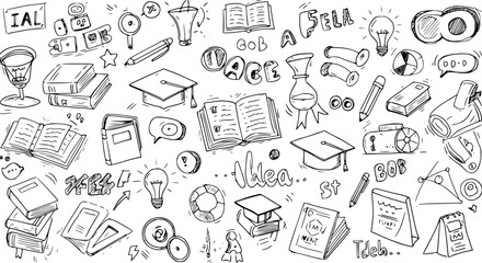 Education  Learning Doodles: A Hand-Drawn Vector Pattern