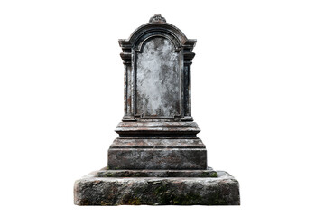 An Ancient, Weathered Tombstone Isolated on White Background Isolated on transparent background, cutout	