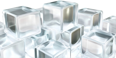 Stacked Transparent Cubes Isolated on Transparent Background