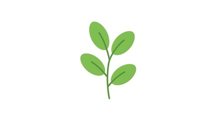 Stylized illustration of a healthy green plant sprig with four leaves, embodying eco-consciousness, freshness, and the beauty of natural elements.