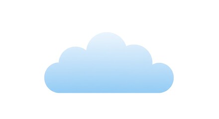 Fototapeta premium A soft, gradient blue cloud icon, universally recognized as a symbol for internet services, digital storage solutions, and atmospheric weather representation on a clean white background.