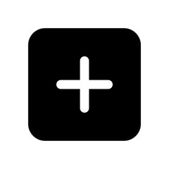 Add or sum icon in a black box with a transparent background