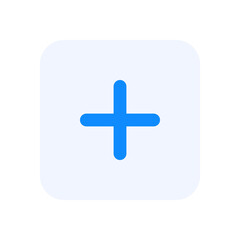 Obraz premium Add or sum icon in a blue box with a transparent background