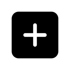 Add or sum icon in a black box with a transparent background