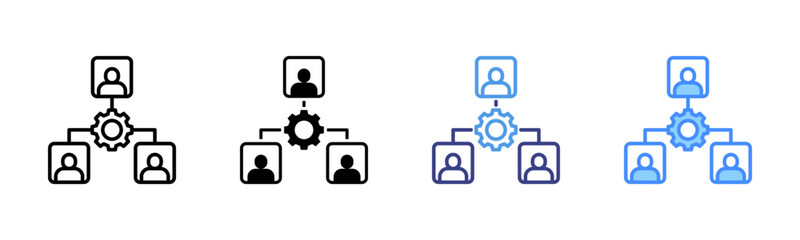 Organization Structure icon set multiple style collection