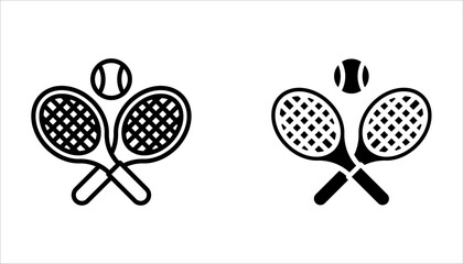 Tennis Icon Set. Sport racket play vector symbol on white background