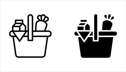 Picnic basket icon set. Linear style sign for mobile concept and web design on white background