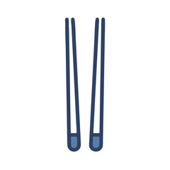 Blue chopsticks icon in flat style