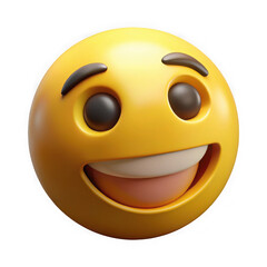 Fototapeta premium Happy smiley face emoji with a wide grin isolated on transparent background