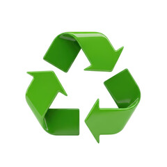 Obraz premium A glossy, bright green recycling symbol representing environmental protection, sustainability, and eco friendly practices. Ideal for design elements.