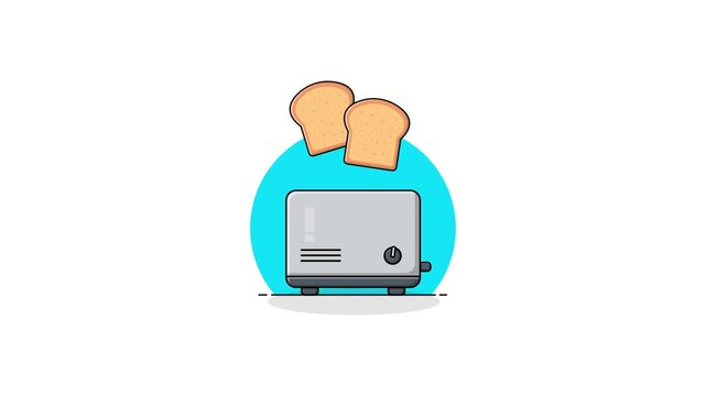 4k Toaster with bread. Kitchen equipment Concept Animation Video