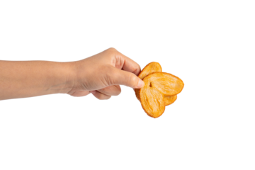 Heart shaped sugared crackers in hand on transparent background