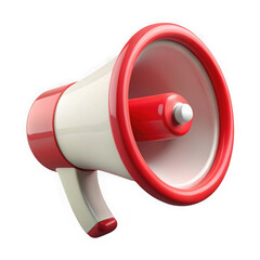 Red and white megaphone isolated on transparent background