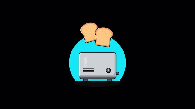 Toaster with bread. Kitchen equipment Concept Animation Video - Transparent