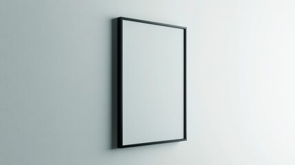 3D Picture Poster Frame Mockup Hanging on White Wall.