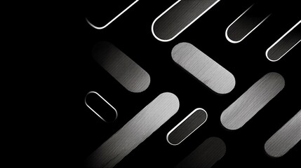 Abstract diagonal rounded rectangles with linear texture background black