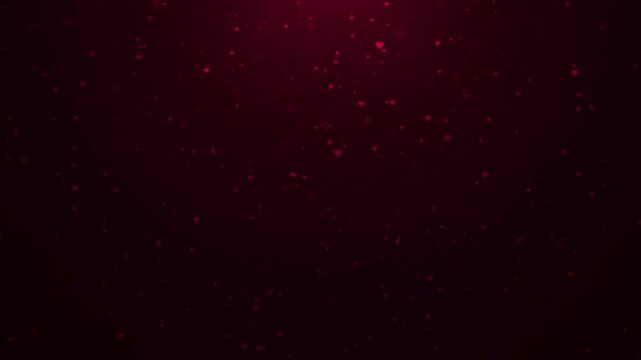 love heart particle background loop, glowing romantic hearts floating in air for valentine’s day, wedding, romantic event visuals