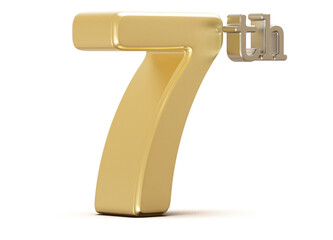 7th Anniversary Golden Number 3D Illustration