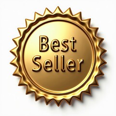 Naklejka premium Best Seller Gold Badge 3D Seal Icon for Product Promotion or Marketing