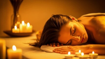 Woman receiving Tantra Massage with candles in a serene atmosphere - Powered by Adobe