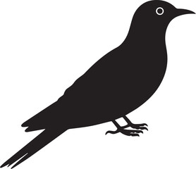 Black vector silhouette of a wild bird on a branch