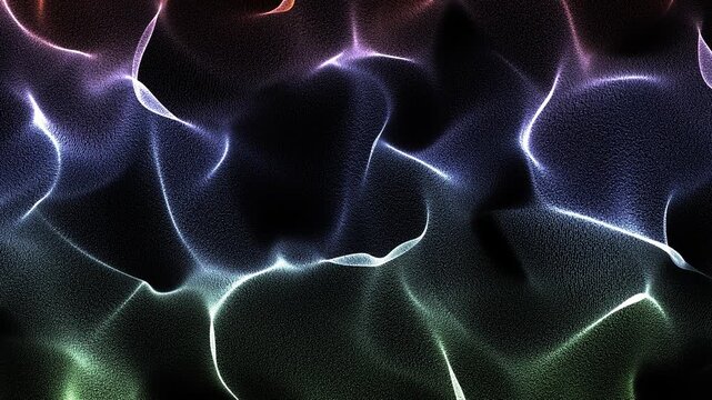 Abstract glowing colorful dark dotted waves texture pattern loop animation.