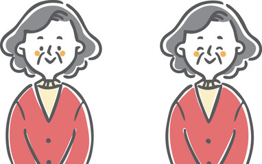 シニア女性　祖母　上半身　ベクター
