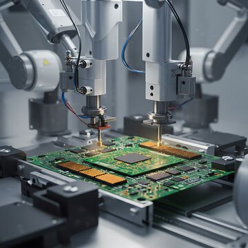 精密機械による基板実装工程