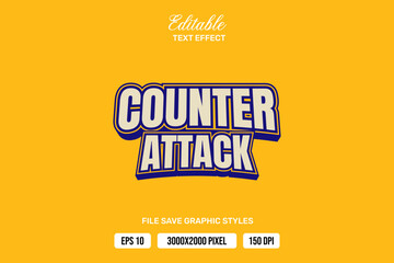 premium counter attack text effects can be edited again, suitable poster, template white background