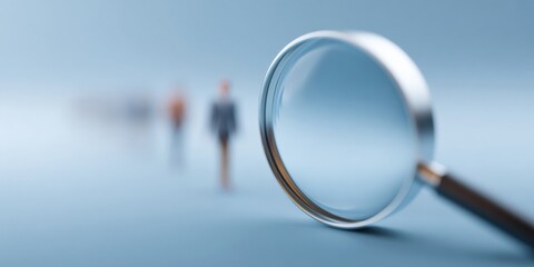 Professional Modern Businessperson Through Magnifying Glass Focus Premium Corporate Concept for Marketing, Social Media, Advertising, Editorial Use