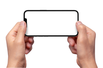 スマートフォンをしっかりと掴んでいる両手