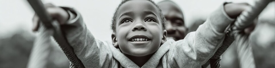 Joyful Black Father and Son Outdoor Bonding Authentic High-Quality Family Lifestyle Content for Social Media and Marketing Campaigns