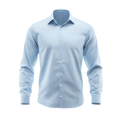 Fototapeta premium A light blue long sleeved dress shirt isolated on a black background on transparent background