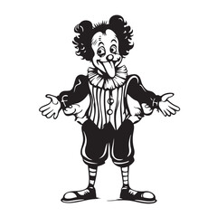 Standing Clown Sticking Out Tongue Funny Creepy Costume Character Vector Illustration Art