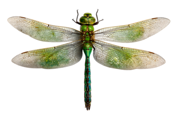 Detailed dragonfly insect with intricate wings isolated on transparent background