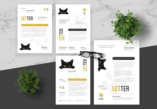Yellow And Black Letterhead Set