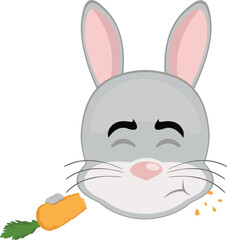vector illustration emoticon character face rabbit rodent animal eating carrot vegetable food