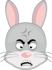 vector illustration emoticon character face rabbit rodent animal, fury expression with a vein in his head and sharp teeth