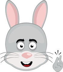 vector illustration emoticon character face rabbit rodent animal, snapping your fingers hand