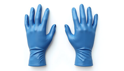 Pair of Blue Protective Gloves on White Background