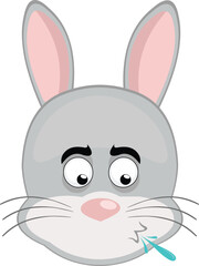 vector illustration emoticon character face rabbit rodent animal, spitting saliva