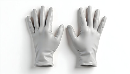Pair of Gray Protective Gloves Isolated on White