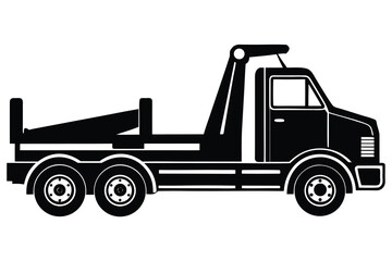 Naklejka premium Black and White Silhouette of a RollOff Truck with Three Axles and Lifting Mechanism