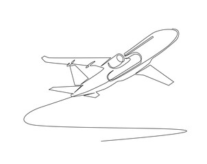 Airbuss fly outline drawing illustration. one continuous line drawing of pflying plane.