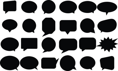 Black speech bubble silhouette collection. Set of speech bubble. Speech bubble comic. text, chatting, message box editable stroke