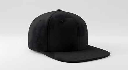 Fototapeta premium Black Snapback Cap Mockup on White Background