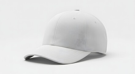 Blank White Baseball Cap Mockup on White Background